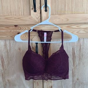 Pink Victoria’s Secret lace push-up bralette bra size M-DD